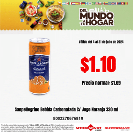Sanpellegrino Bebida Carbonatada C/ Jugo Naranja 330 ml
