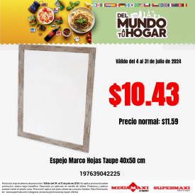 Espejo Marco Hojas Taupe 40×50 cm