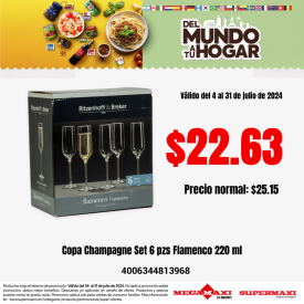 Copa Champagne Set 6 pzs Flamenco 220 ml