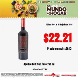Apothic Red Vino Tinto 750 ml