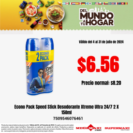 Econo Pack Speed Stick Desodorante Xtreme Ultra 24/7 2 X 150ml