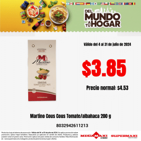 Martino Cous Cous Tomate/albahaca 200 g