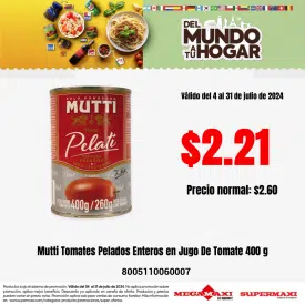 Mutti Tomates Pelados Enteros en Jugo De Tomate 400 g