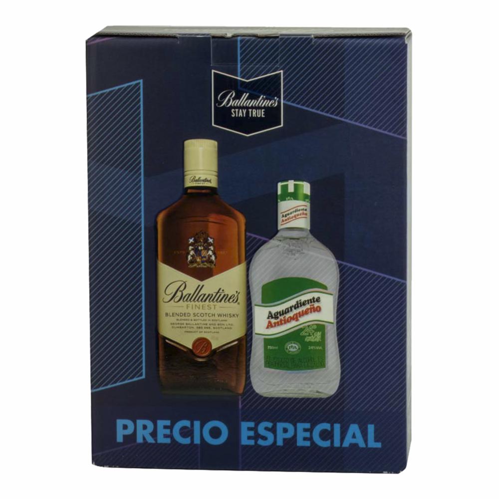 Whisky Finest + Aguardiente Antioqueño Verde Ballantine´s Pack 2 X 750 Ml