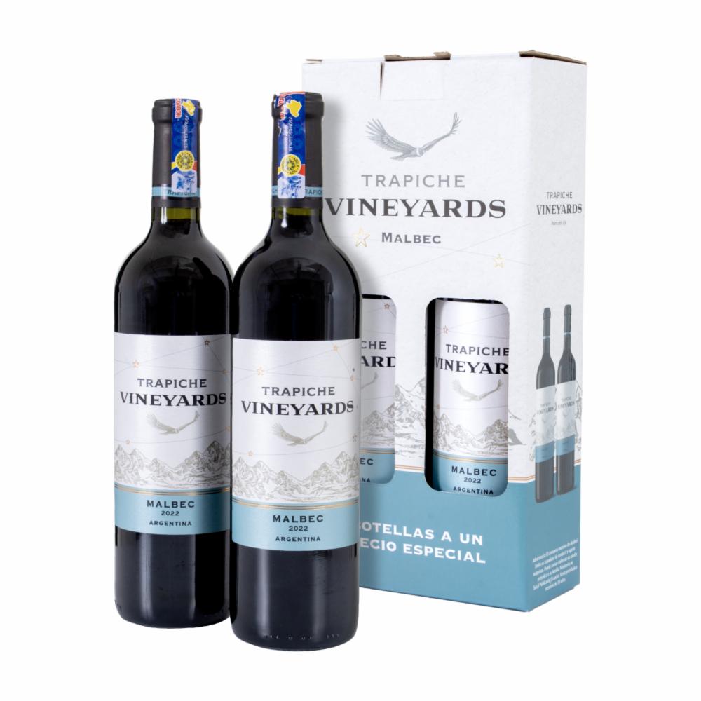 Vino Tinto Vineyards Malbec Trapiche Pack 2 X 750 Ml