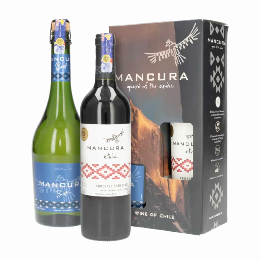 Vino Tinto Entia Cabernet + Brut Chardonnay Mancura Pack 2 X 750 Ml