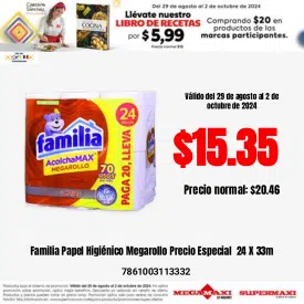 Familia Papel Higiénico Megarollo Precio Especial  24 X 33m