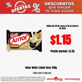 Amor Wafer Limón Coco 130g